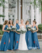 Elegant Mismatched Chiffon Side Slit A-Line Floor Length Bridesmaid Dresses, BDS0305