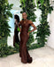 Elegant Brown Tulle And Soft Satin V-Neck Sleeveless Mermaid Floor Length Bridesmaid Dresses, BDS0293