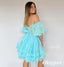 Sexy Tulle Off Shoulder A-Line Mini Dresses/ Homecoming Dresses, PDS0548