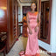 Elegant Soft Satin Bateau Spaghetti Straps Sleeveless Mermaid Floor Length Bridesmaid Dresses, BDS0286