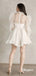 Sexy Tulle High Neck Long Sleeves A-Line Beach Short Wedding Dresses,WDS0141