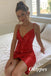 Sexy Red Sequin Spaghetti Straps V-Neck Sheath Mini Dresses/ Homecoming Dresses,PDS0531