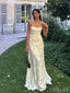 Elegant White Strapless Satin Women Floor-Length Prom Dresses PDS1191