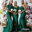 Sexy Mismatched Dark Green Soft Satin Mermaid Floor Length Bridesmaid Dresses, BDS0303