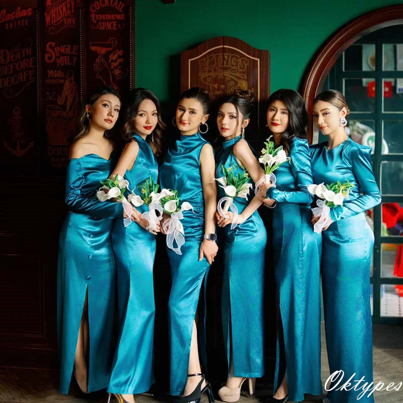 Mismatched Blue Cheap Bodycon Long Bridesmaid Dresses Online, BDS0350 Oktypes Mismatched Blue Cheap Bodycon Long Bridesmaid Dresses Online, BDS0350 Oktypes