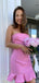 Pink Ruffle Cute Strapless Women Mini Dresses Homecoming Dresses, PDS0568