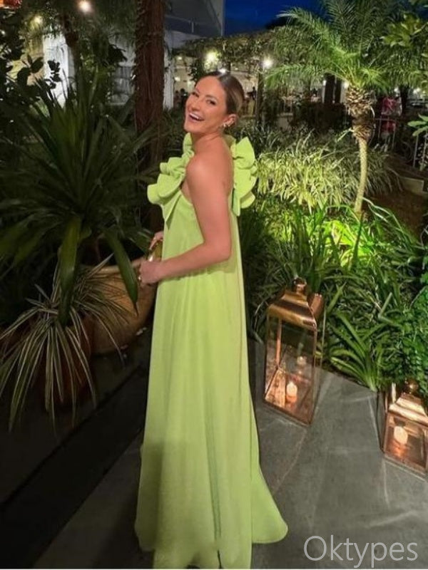 Alluring Green One Shoulder Flower Sheath Floor-Length Women Prom Dresses PDS1253