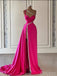 Luxurious One Shoulder Beaded Side Slit Floor-Length Prom Dresses PDS1122