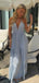 Sexy V-Neck Spaghetti Strap Sky-Blue Women Floor-Length Prom Dresses PDS1202