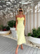 Elegant Lemon Flower-Neck Strapless Women Tea-Length Prom Dresses PDS1201