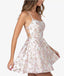 Beautiful Lace-Up A-Line Short Homecoming Dresses With Small Floral Pattern , HDS0089