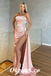 Sexy Satin Sweetheart Sleeveless Side Slit Mermaid Long Prom Dresses With Beading, PDS0856