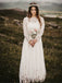 A-Line Bateau Long Chiffon Wedding Dresses with Long Sleeves, TYP1547