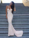 Mermaid Sweetheart Zipper-Up Sweep Train Ivory Prom Dresses, TYP1506