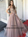 New Arrival A-Line Floor-length Off-Shoulder Tulle Prom gown with Beading,long prom dresses, TYP0425