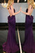 Mermaid Crew Long Cheap Grape Jersey Backless Sleeveless Prom Dresses with Ruffles, TYP1356