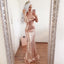 Mermaid Round Neck Long Sleeve Long Cheap Rose Gold Sequin Prom Dresses, TYP1264