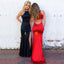 Mermaid Round Neck Open Back Long Cheap Navy Blue Prom Dresses, TYP1271
