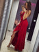 Mermaid Spaghetti Straps Red Satin Prom Dresses with Ruffles, TYP1518