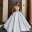 Ball Gown Spaghetti Straps Grey Long Prom Dresses with Appliques, TYP1642