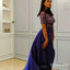 Mermaid Jewel Detachable Train Split  Beaded Prom Dresses with Sleeves, TYP1657