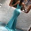 Charming Mermaid Spaghetti Straps Sleeveless Blue Long Prom Dresses, TYP1626