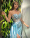 Sexy Satin Sweetheart Sleeveless Side Slit Mermaid Long Prom Dresses With Applique And Rhinestone ,PDS0788