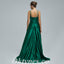 Elegant Satin Spaghetti Straps V-NeckLace Up Back A-Line Long Prom Dresses,PDS0463