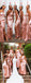 Sexy Mismatched Pink Sleeveless Side Slit Mermaid Floor Length Bridesmaid Dressses, BDS0220