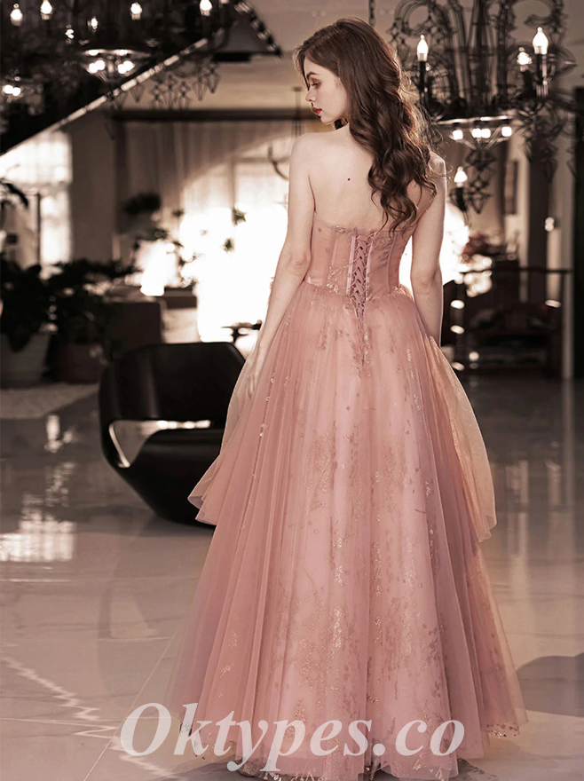 Gorgeous Tulle Sweetheart Sleeveless A-Line Long Prom Dresses/Ball Gown With Applique And Beading,PDS0638
