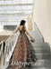 Elegant Star Tulle Spaghetti Straps V-Neck Sleeveless Lace Up A-Line Long Prom Dresses,PDS0816