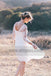 Cheap Long Sleeve Lace Short Beach Wedding Dresses, TYP0817