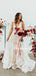 Charming V-neck A-line Lace  Long Cheap Wedding Dresses, WDS0046