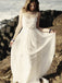 A-Line Illusion Neck Sweep Train Chiffon Wedding Dress with Lace, TYP0919