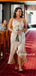 Simple V-neck A-line Side Slit Cheap Long Bridesmaid Dresses, BDS0141