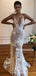 Beautiful V-neck Mermaid Lace Open Back Wedding Dresses, WDS0110