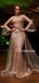 Newest High-neck Mermaid Sequin Tulle Long Prom Dresses, PDS0287