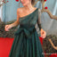 One Shoulder Long Sleeveless Sparkly Green Sequin A-line Long Cheap Evening Prom Dresses, TYP2095
