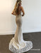 Sexy Deep V-neck Long Cheap Mermaid Prom Dresses With Beaded, TYP1819