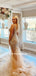 Charming V-neck Mermaid Sequin Tulle Long Prom Dresses, PDS0276