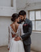 Long Sleeve Backless Chiffon A-line Long Cheap Wedding Dresses, WDS0056