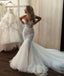 Sweetheart Lace Appliqued Tulle Mermaid Long Cheap Wedding Dresses, WDS0074