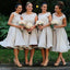 Morden Cap Sleeve Lace Organza Knee-Length On Sale Short Affordable Bridesmaid Dresses Ball Gown, TYP0112