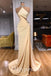 Sexy Satin Sleeveless Side Slit Mermaid Long Prom Dresses With Rhinestone, PDS0819