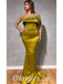 Elegant Satin Tulle Off Shoulder Long Sleeve Mermaid Long Prom Dresses,PDS0523