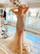Charming V-neck Mermaid Sequin Tulle Long Prom Dresses, PDS0276