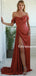 Elegant Off-shoulder Side Slit Soft Satin Simple Prom Dresses, PDS0249