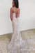 Spaghetti Straps Mermaid Ivory Lace Long Cheap Prom Dresses, TYP1899