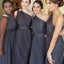 Pleating Chiffon One Shoulder Dark Grey Floor Length Simple Elegant Online Discount Bridesmaid Dresses, TYP0160