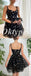 Star Tulle Spaghetti Straps Sleeveless Short Prom Dresses/Homecoming Dresses,PDS0493